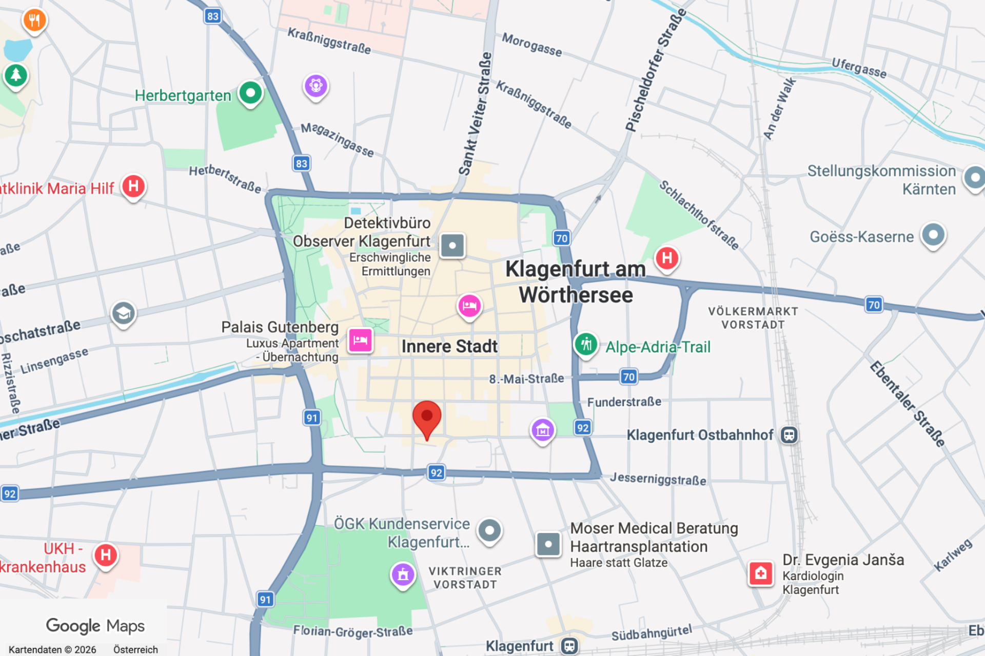 Karte Paulitschgasse 8, 9020 Klagenfurt am Wörthersee